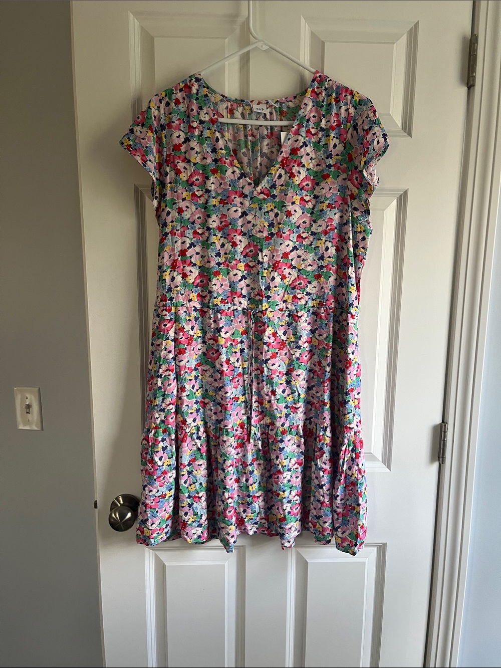 GAP Floral V-Neck Dress in Pink, Green, Blue, Yellow
